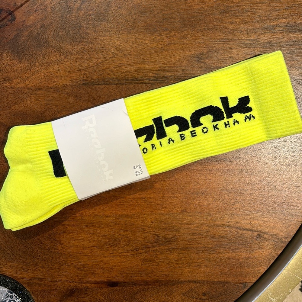 NWT | Reebok x Victoria Beckham Neon Ribbed Socks - Picture 2 of 5